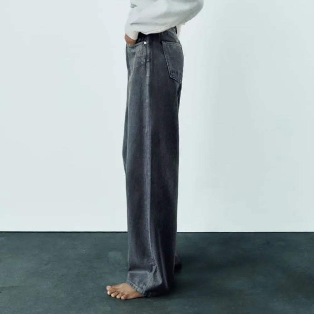 ZARA MID RISE LOOSE FIT FOIL JEANS - Picture 7 of 10